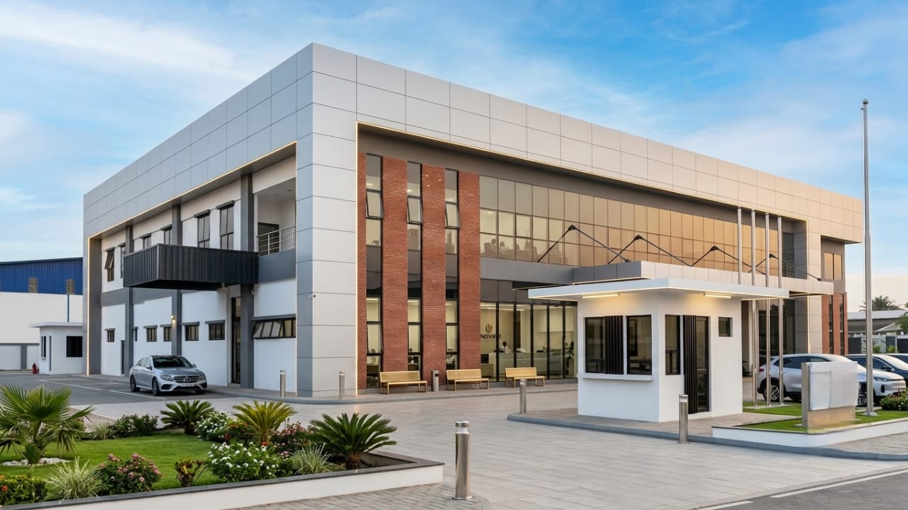 Architectural illustration of Wellsentech's new factory scheduled to commence operations in January 2027